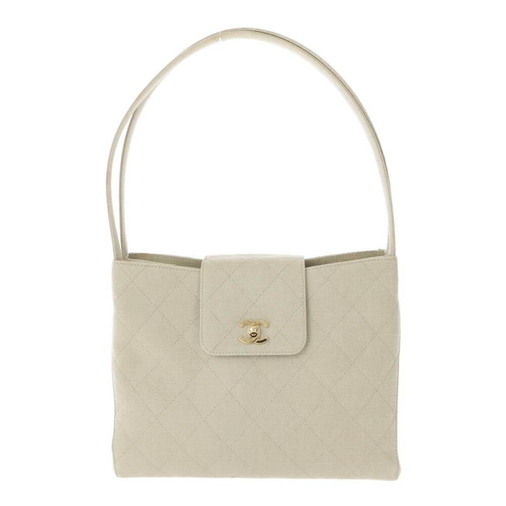 CHANEL One Shoulder Bag Quilted Beige
